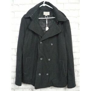 $150 Jack & Jones Charcoal Meyer Wool Double Breasted Men's Winter Coat L NEW